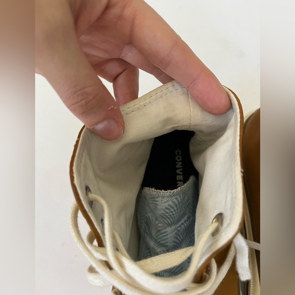 Converse Chuck Taylor 70 High Tops Brown Leather Blue Leaf Pattern Men’s Size 9 - Picture 16 of 16